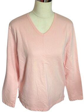 BLUE STAR Pink Long sleeved V-Neck Top